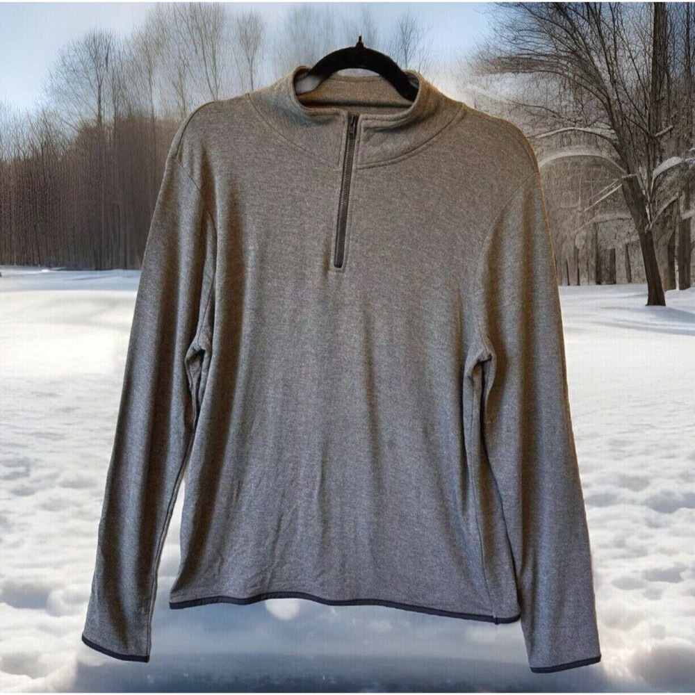 Threads 4 Thought Sweatshirt‎ Small Gray 1/4 Zip Long Sleeve Feather Fleece NEW